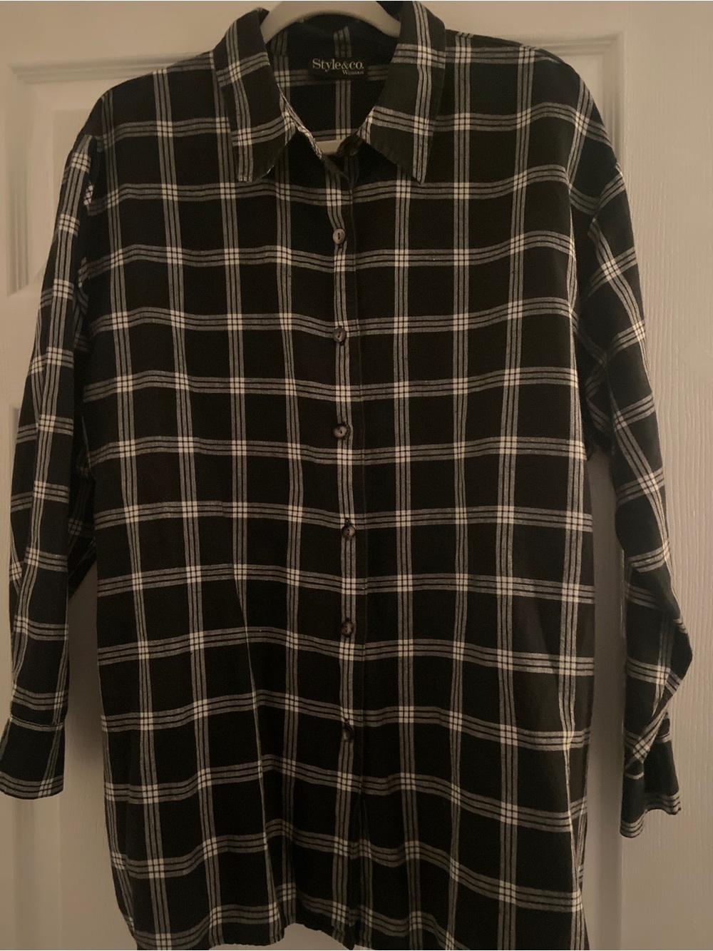 Style & Co. Black and White Plaid Button-Front Shirt